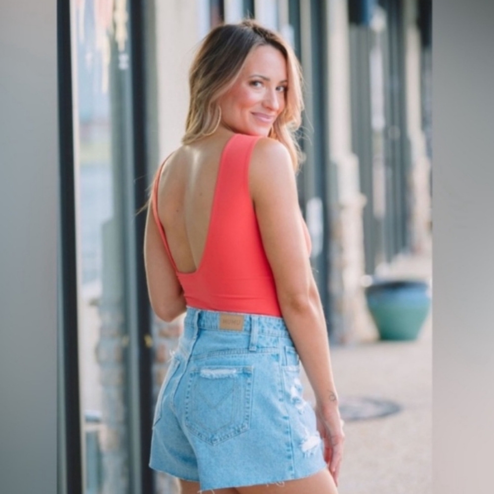 NWT Free People Keep it Sleek Bodysuit in Pink Poinsettia